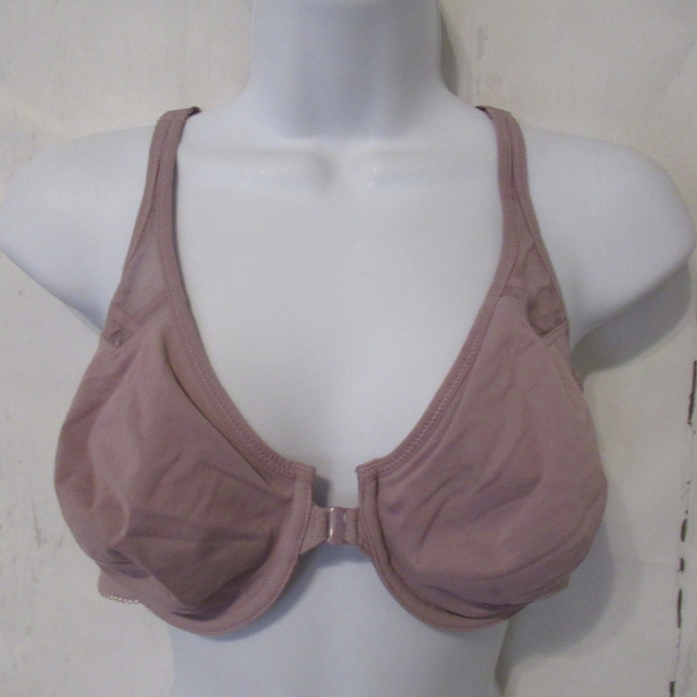 New Delimira Bra 36C Mauve Front Close Underwire Racerback W601